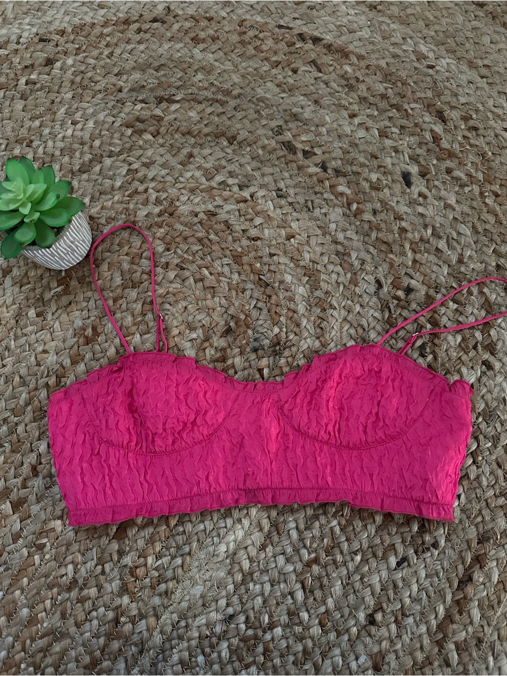 SMOCKED BUSTIER CROP TANK